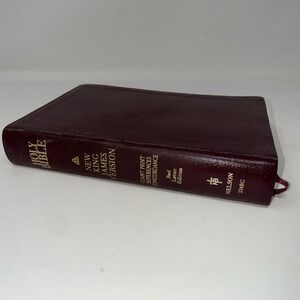 HOLY BIBLE NKJV Giant Print Reference Concordance 334BG 1992 Leather Maroon